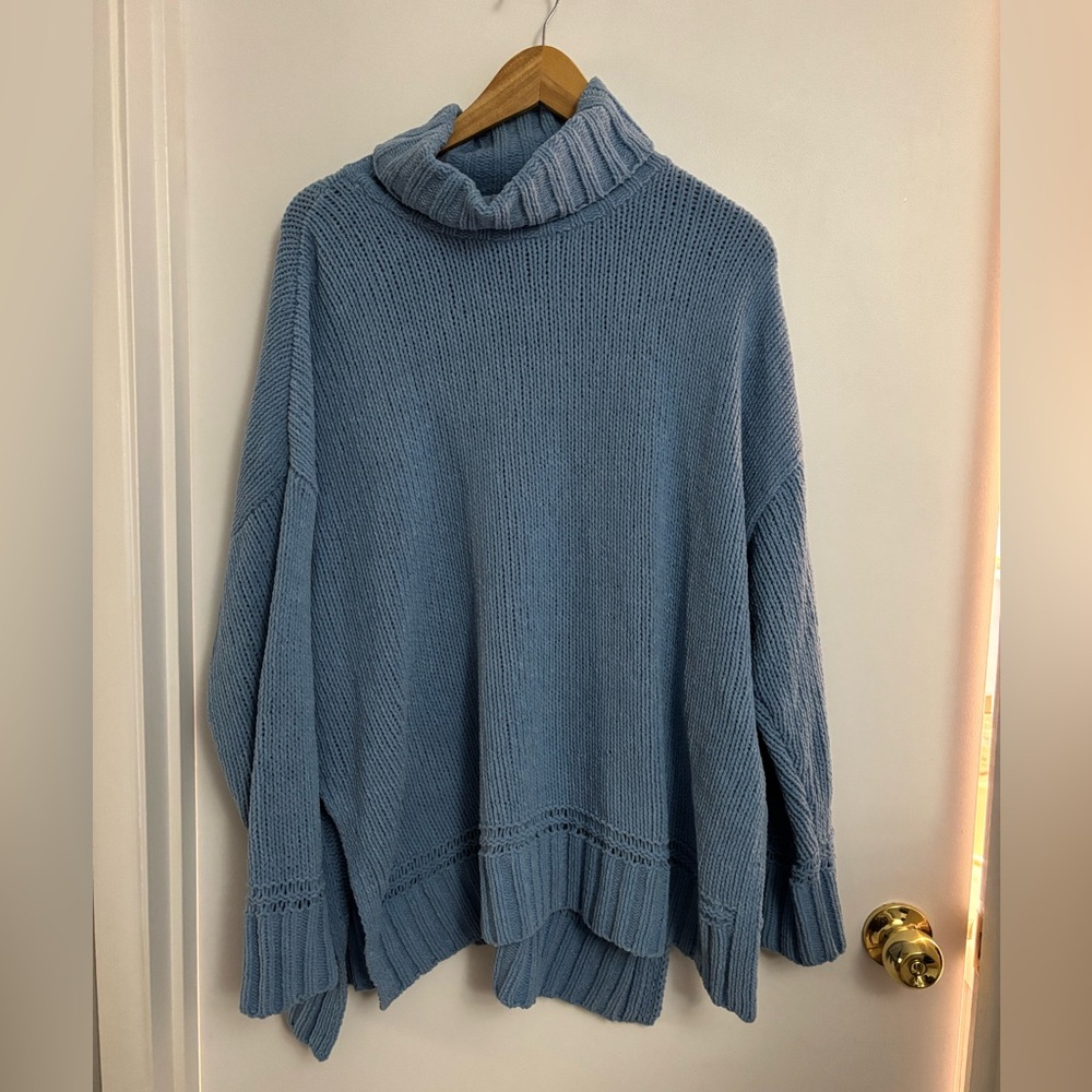 Aerie Blue Chenille Turtleneck Sweater